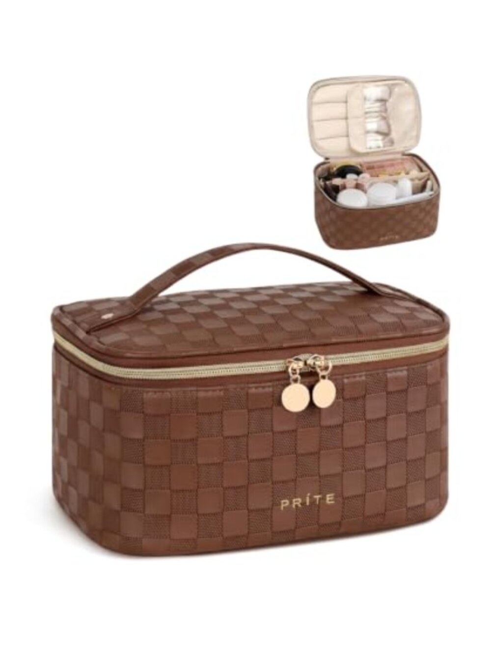 PU Leather Makeup Bag Travel Cosmetic Case with Brush Holder